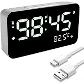 Talking Alarm Clock and Countdown Timer, Hourly Chime for Visually Impaired Elderly Seniors Blind, Battery Operated, Snooze, Temperature, Vibration, Rechargeable, 99 Minutes Led Count down Timing