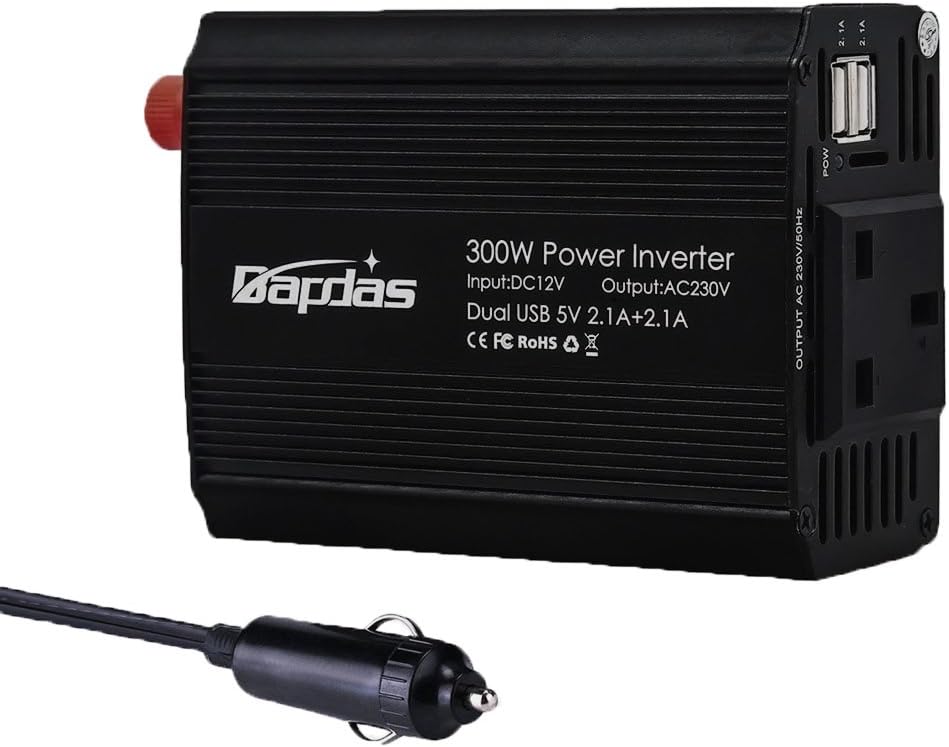 Bapdas 300W Car Power Inverter DC 12V to AC 220V Converter with 4.2A USB Ports Car Charger