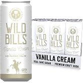Wild Bill's Vanilla Cream Soda, Classic Craft Soda Pop Soft Drinks, Sodas Made with Pure Cane Sugar, Caffeine Free, NO High Fructose Corn Syrup, Gluten Free, Vegan, Low Sodium, 12 Oz 12 Pack