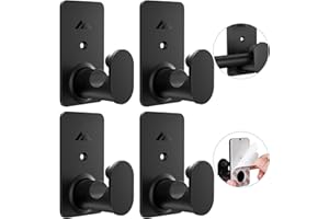 ZNONOX No Drill Curtain Rod Brackets Upgrade 3M Adhesive No Drilling Curtain Rod Holders Renter Friendly Curtain Rod Hooks Nail Free Suitable for Poles 5/8 Inch (4Pcs Black)