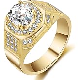 Liangzhou Jewelry 18k Gold Rings for Men AAA Cubic Zirconia Engagement Wedding Mens Ring