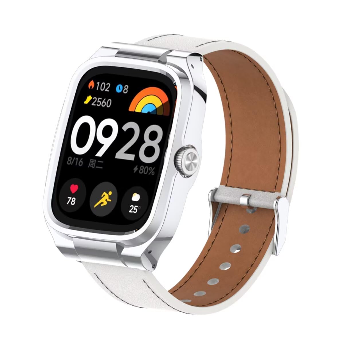 T-BLUER Bands Compatible with Xiaomi Redmi Watch 4 Strap,Leather Replacement Bracelet Watchband Accessories with Metal Frame for Redmi Watch 4 Smartwatch White