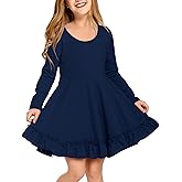 Arshiner Girls Dress Long Sleeve A Line Twirly Skater Loose Casual/Party Dresses with Pocket