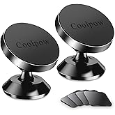 【2-Pack】Magnetic Phone Holder for Car Dash Strong Magnetic Car Phone Mount | All Metal 360&deg; Rotation Magnetic Phone Mount for Car Phone Holder Mount With 4 Metal Plate Magnetic Car Mount for iphone
