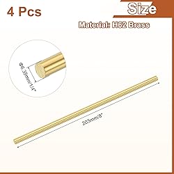uxcell 4 Pcs 1/4"(6.35mm) Dia Brass Solid Round