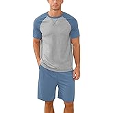 NITAGUT Mens Pajama Set Summer 2 Piece Loungewear Short Sleeve Pjs Sleepwear with Pockets Soft Comfy Nightwear