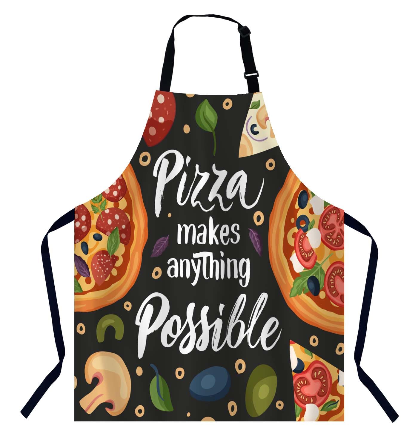 BGBDEIA Italian Cheese Pizza Kitchen Apron for Women Men, Pizza Makes Anything is Possible Adjustable Apron Chef Bakers Apron Cooking Apron Cooking Baking Gardening