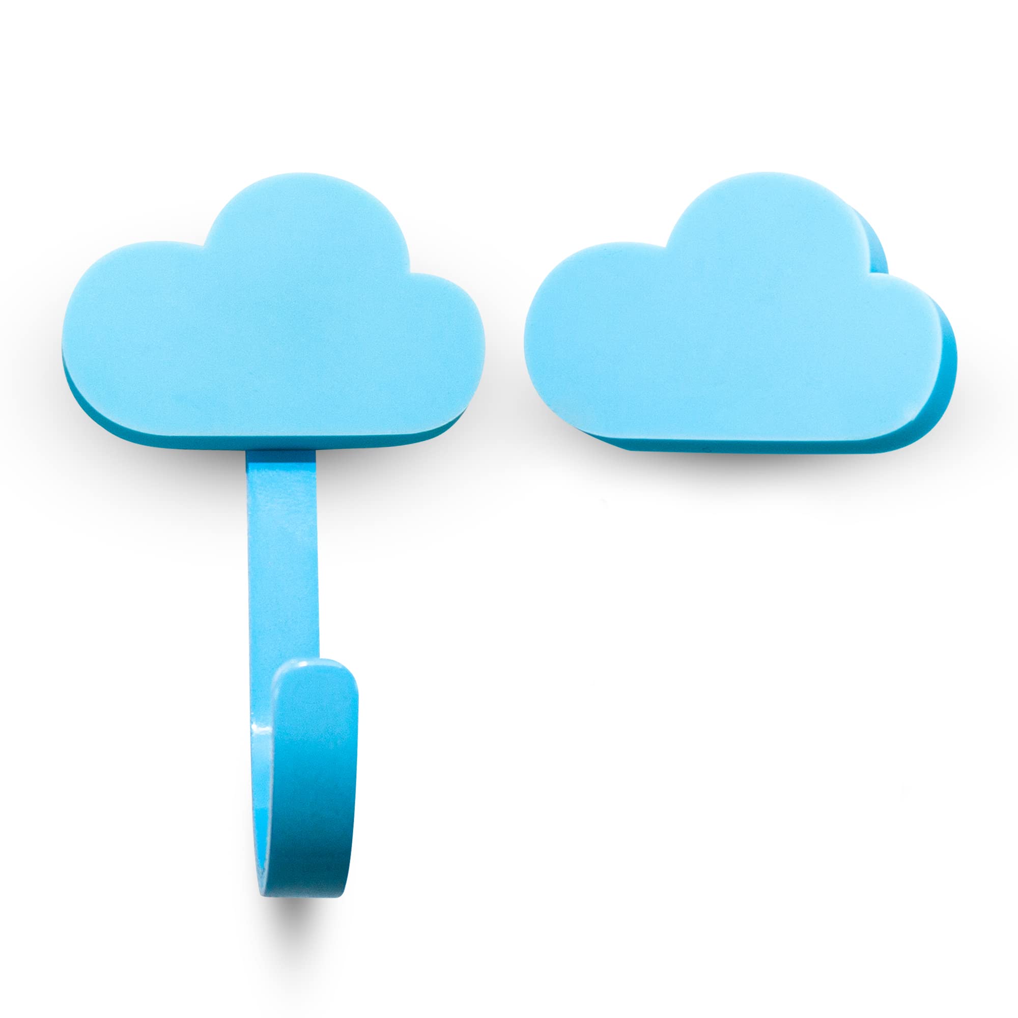 DOJA Barcelona Children's Furniture Knobs + Children's Clothes Hangers | 8 Cupboard Knobs Cloud and 8 Children's Wall Hooks | Made of Rubber and Zinc Aluminium | Coat Hooks and Knobs Children's Room