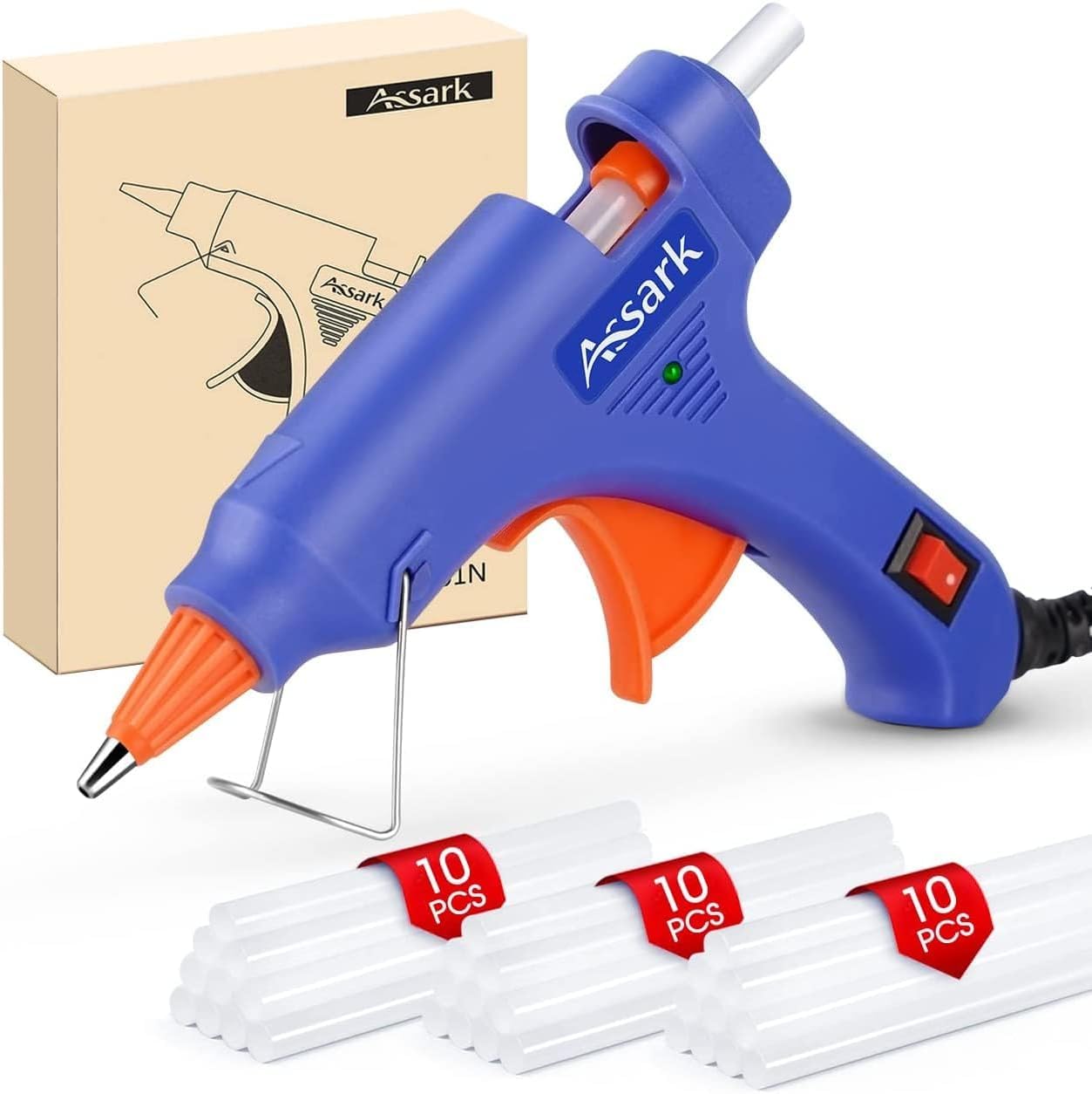 Photo 1 of Hot Glue  Kit with 30 Glue Sticks(130mm x 7mm), Fast Preheating Hot Melt, High Temp for School Crafts DIY Arts and Quick Home Repairs, 20W Blue