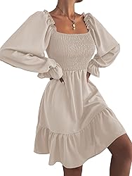 LYANER Women's Square Neck Lantern Long Sleeve