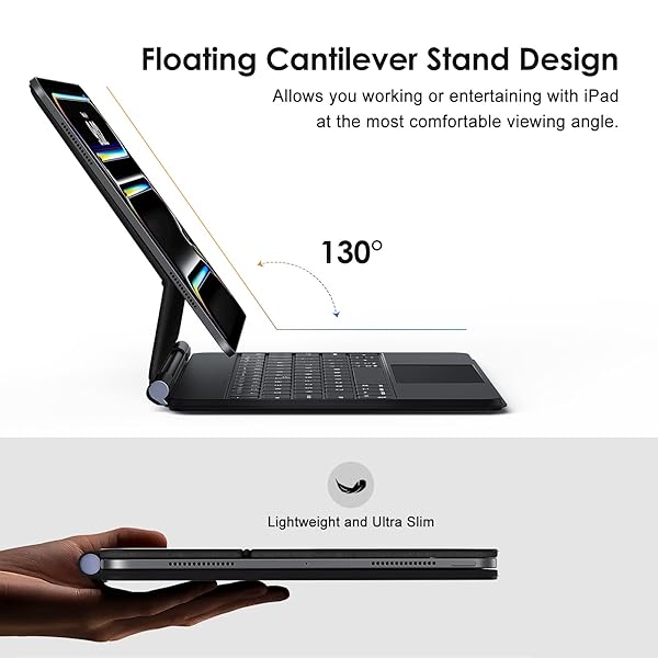 RUNELK KEYBOARD CASE FOR IPAD PRO 11-INCH (M4 2024 / M5 2025), MAGIC-STYLE MAGNETIC KEYBOARD CASE WITH MULTI-TOUCH TRACKPAD, FLOATING CANTILEVER STAND COMPATIBLE WITH IPAD PRO 11 INCH