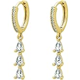 Andtry Gold/Silver Dangle Earrings for Women Trendy, Dainty Hypoallergenic Lightweight CZ Drop Stud Earrings Jewelry Gifts