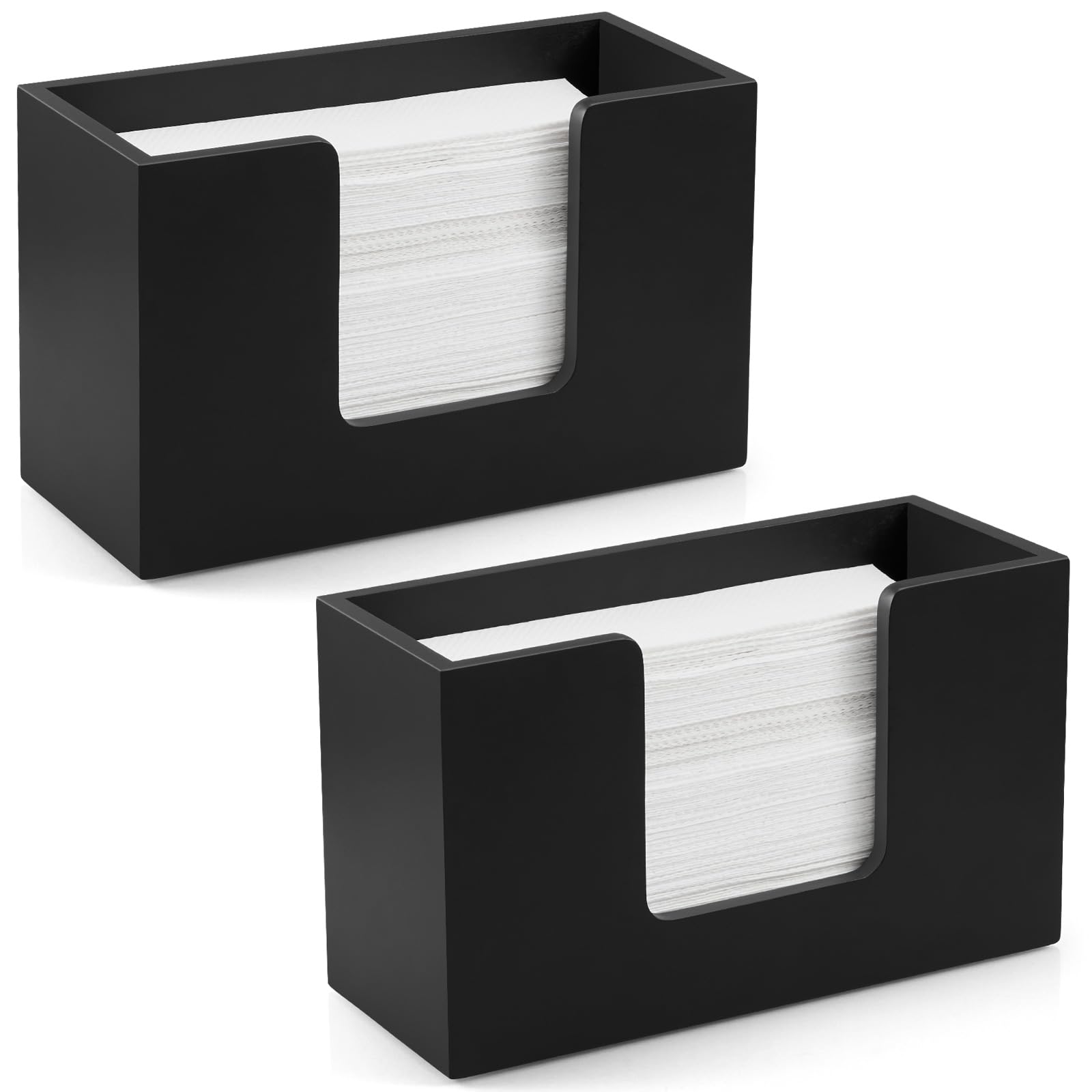 Photo 1 of 2 Pack Paper Towel Dispenser Countertop, Wooden Folded Paper Hand Towel Holder for Guest Bathroom, Commercial Tabletop Tissue Dispenser Tray for Multifold C-Fold, Z-Fold, Trifold, Black