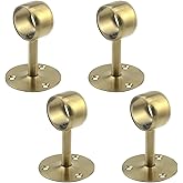 Antrader 4-Pack Stainless Steel 1.5" Diameter Wardrobe Closet Rod Rail Support Shelf Pipe Holder Socket Bracket,Gold