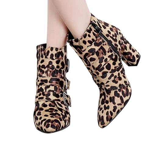 Geili Damen Kurzschaft Stiefel Schlangenhaut Leopard Muster Lederstiefel Frauen Klassischer High Heels Spitz Stiefeletten Boo