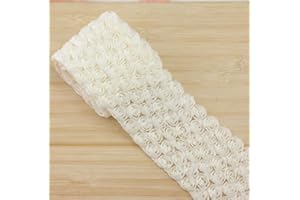 QIUDA 1 Meter 6 Rows Rose 3D Chiffon Flower Lace Edge Trim Ribbon 9 cm Width Vintage Style Edging Trimmings Fabric Embroidered Applique Sewing Craft Wedding Dress DIY Clothes Bowknot Decor (Creamy White)