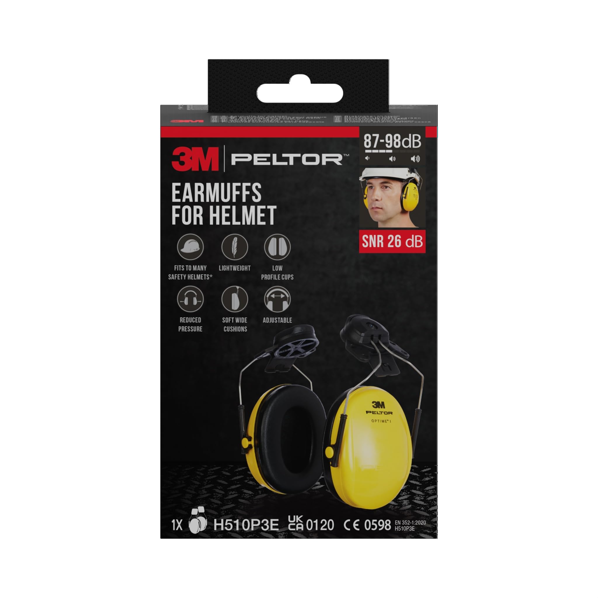 3M Peltor Optime Comfort Earmuff for Helmet H510P3 (87-98 dB)