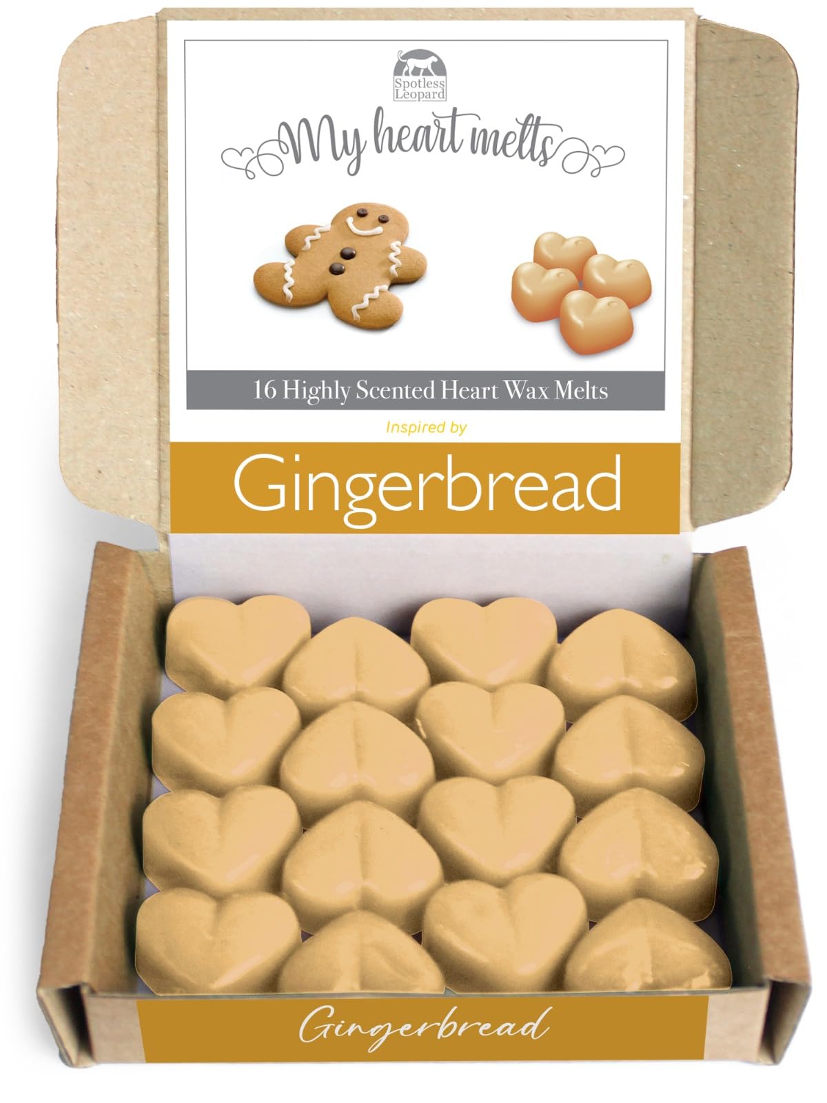 Gingerbread Wax Melts: 16 pcs Heart Shaped Gingerbread Candle Melts | Part of The Christmas Scented Wax Melts Collection, Candle Alternative