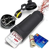 Diversion Safe Water Bottle - Stash Water Bottle with Hidden Compartment for Cards, Keys, Cash, and Valuables - Insulated Bottle for Hot and Cold Drinks- 18oz (Black PP)