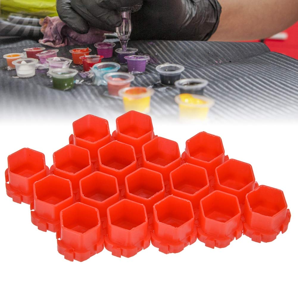 Brrnoo Tattoo Ink Cups, 200 Pcs Disposable Tattoo Ink Cups, Small, Variety Pack (Red)