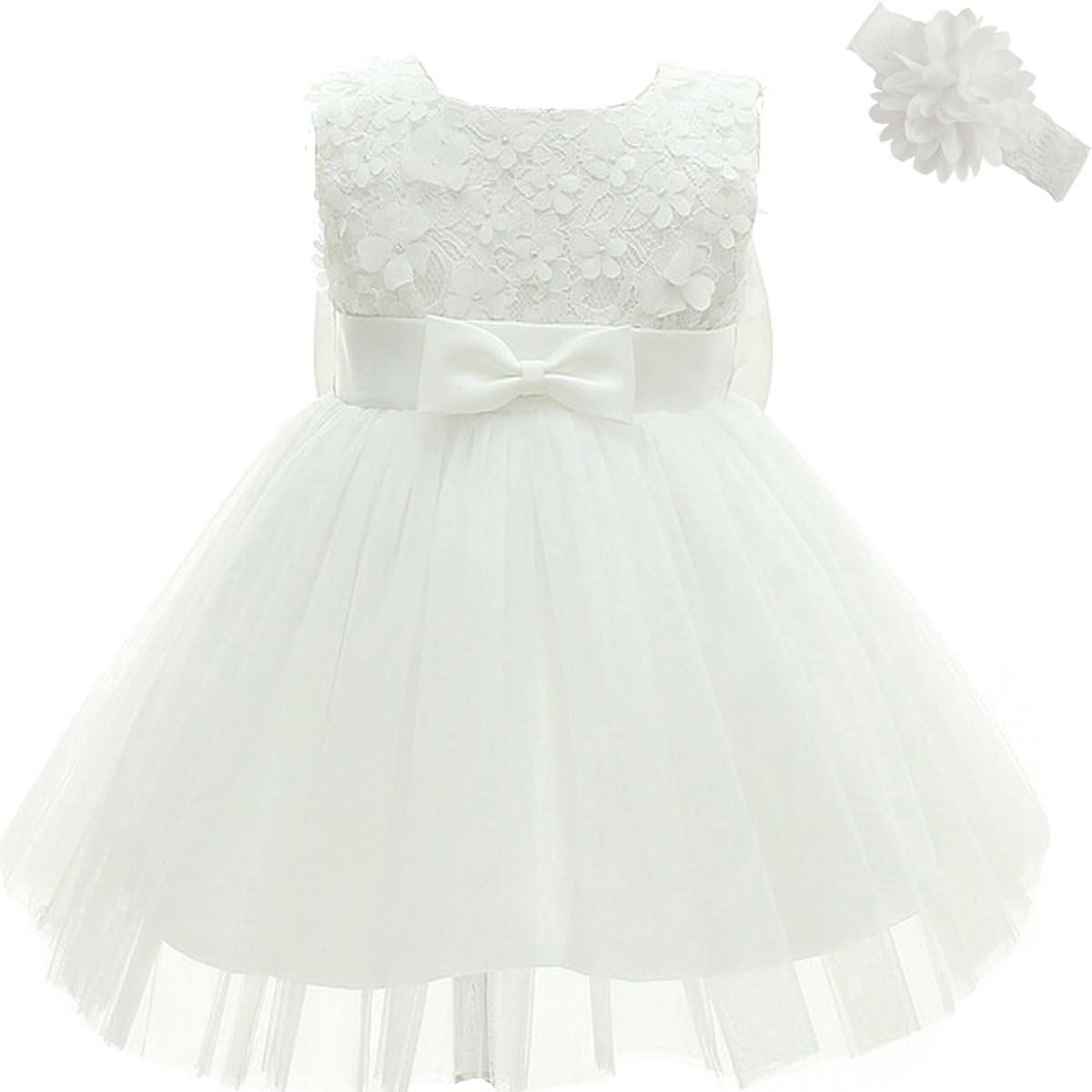 Moon Kitty Baby Girl Dress Christening Baptism Gowns 3D Flower Girl Dress