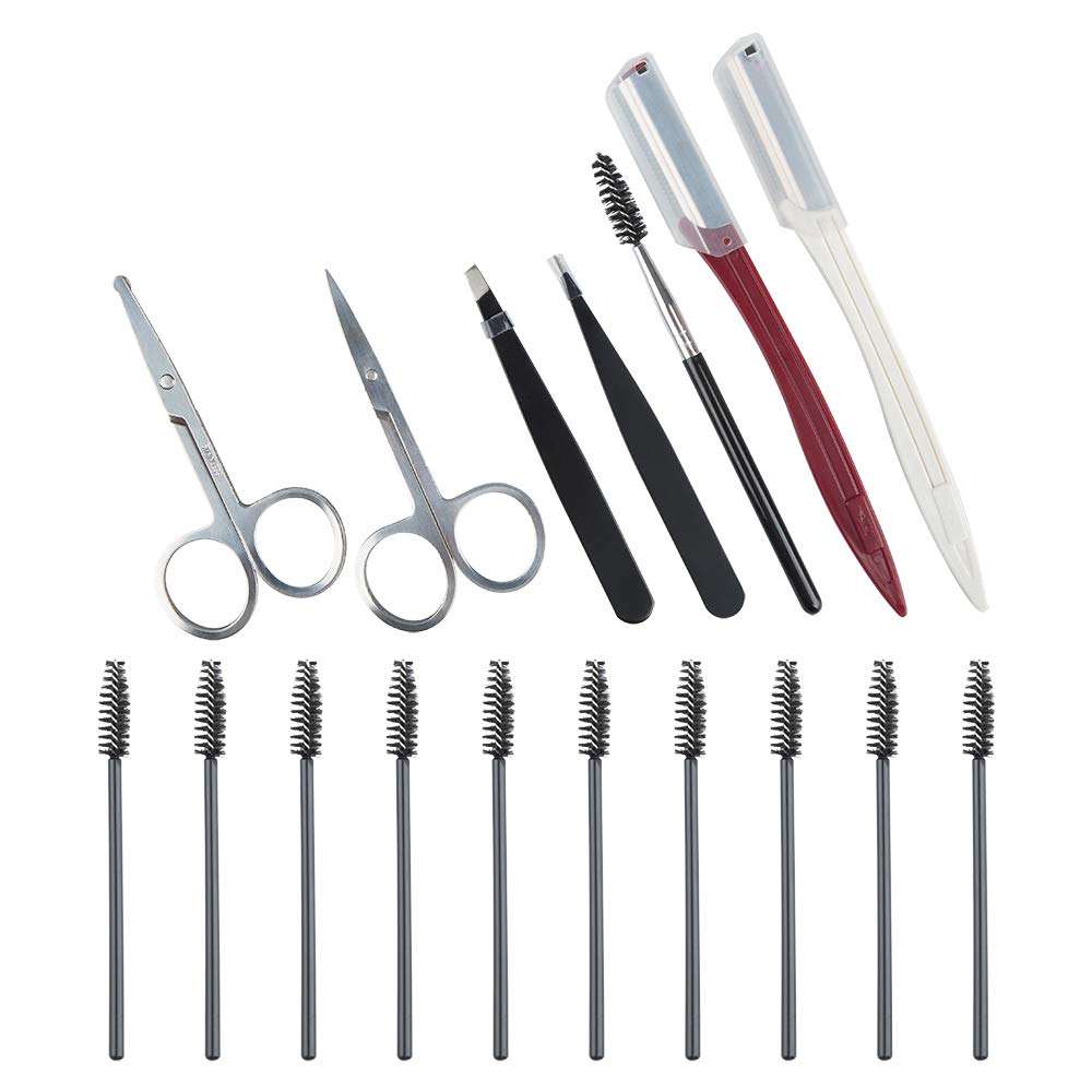 17Pcs Tweezers Set -YuCool Eyebrow Grooming Kit with Stainless Steel Scissors,Eyebrow Precision Tweezers Set and Comb Eye Brow Shaping Kit-Eye brow Kit for Men and Women