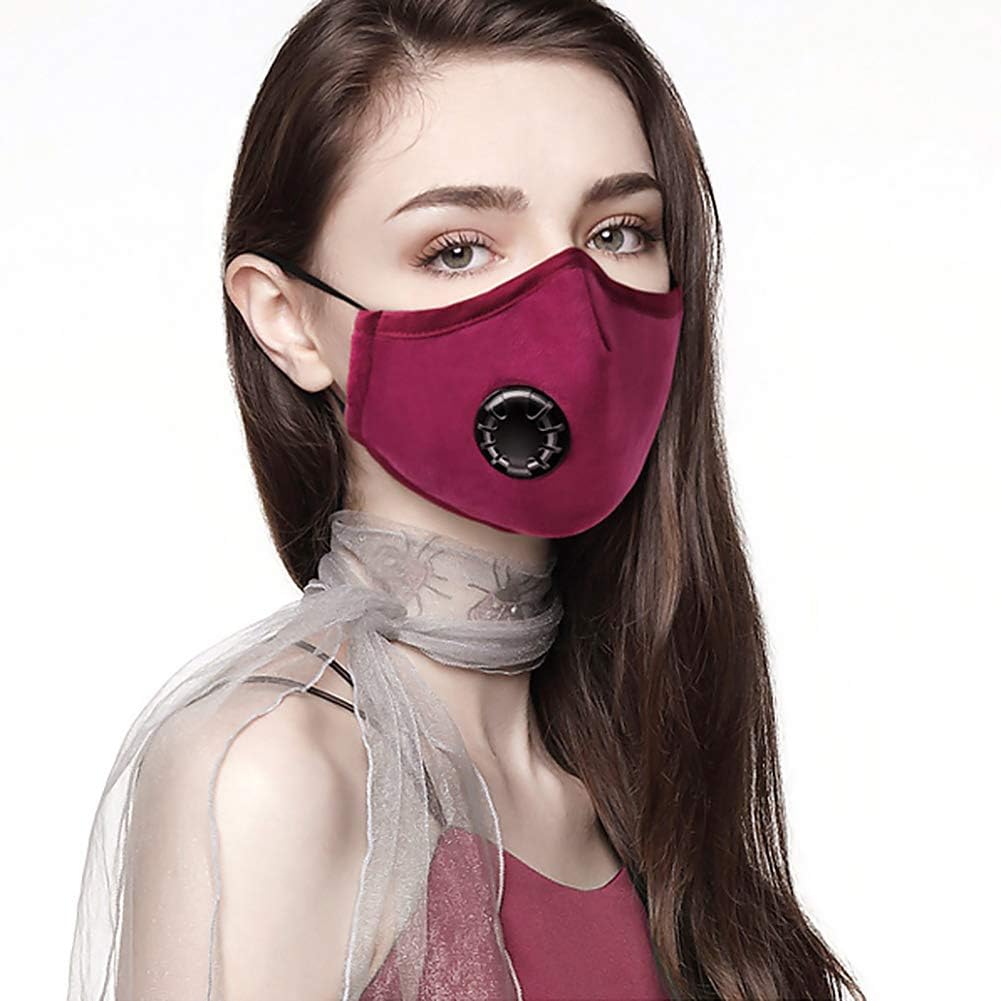 Anti Pollution Mask, Adult PM2.5 Dust Mask Respirator Anti Pollution Air Face Masks Anti-Fog Anti Dust Mask Antibacterial Earloop Mouth Mask, Reusable Mask with Valve and 6 Replaceable Filters