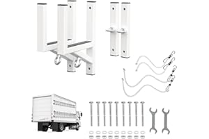 VLAENG Cargo Trailer Ladder Rack-400lb Load-Carry 1-2 Ladders-Adjustable Aluminum Side Mount RV Ladder Rack-Rubber Pads/Bungee Cords/Hooks for Open/Enclosed Trailer/Garage/Shed Exterior/Interior Wall