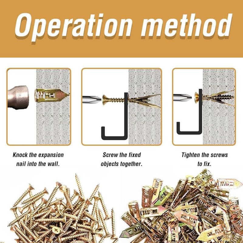 Selbstbohrende Dübelschrauben, selbstbohrende Trockenbaudübel und Schraubensatz zum Nass- und Fixieren von Trockenbaudübel-Reparaturwerkzeugen zum Befestigen von Terrassenmöbeln (100, 3+3.5cm) 5