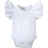 Doahapyker Baby Girls Ruffle Short Sleeve Bodysuit Infant Girl One Piece Romper Toddler Girl Solid Color Jumpsuit