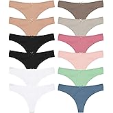 Jo & Bette Cotton Thongs for Women - 6 or 12 Pack Panties - Thongs Underwear Women Breathable No show Seamless
