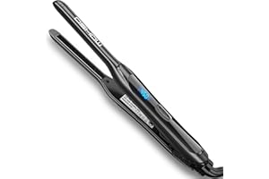 DSHOW Pencil Flat Iron, 3/10" Small Flat Irons for Short Hair, Pixie Cut and Bangs,Tourmaline Ceramic Mini Hair Straightener for Edges with Adjustable Temperature, Auto Shut Off (Black)