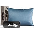 Ivellow Memory Foam Travel Pillow Compressible Camping Pillow for Sleeping Shredded Memory Foam Pillow Compact Firm Supportive Travel Pillow for Adults Kids Outdoor Hiking Essential Gear Blue-S