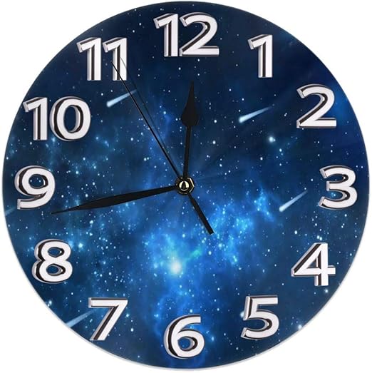 Reloj de pared redondo estante reloj de dibujo animado galaxia espacio