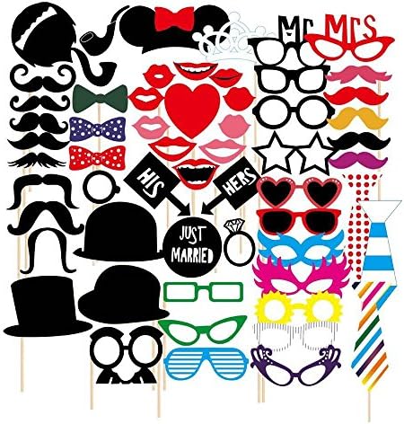 Photo Booth Props, 58 Pieces DIY Kit for Weddings, Photo Shoots, Holiday,Summer Pool Party Decoration Supplies