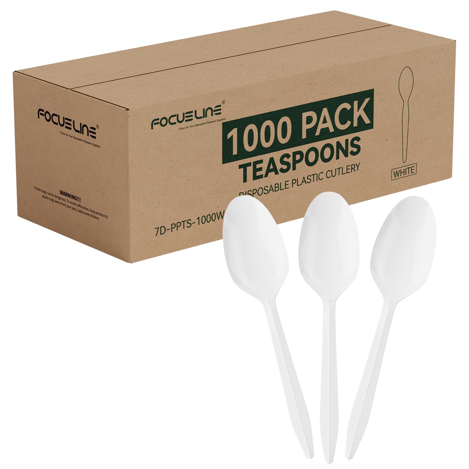 Photo 1 of FOCUSLINE 1000 Pack Plastic Teaspoons White, Disposable Spoons Bulk, Heat Resistant Disposable Spoons for Take out Restaurants, Family Gatherings, Outdoor Activities