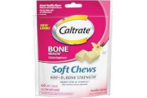 JERVAMNI Calcium and Vitamin D3 Supplement Soft Chews, 600mg (Vanilla Crème Flavor, 60 Count)