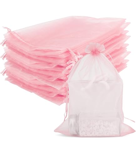 Organza Bags 7x9 Inch - Large Mesh Bags Drawstring Organza Gift Bags Jewelry Pouch For Valentines Wedding Halloween Eve Christmas New Year Baby Shower Party Favors Candy Fruit Wrap Bulk, Grey
