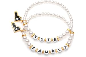 Flvkev Chucks And Pearls for Women Bracelets 2024 Kamala Harris Bracelets for President Merch Kamala Walz Merchandise