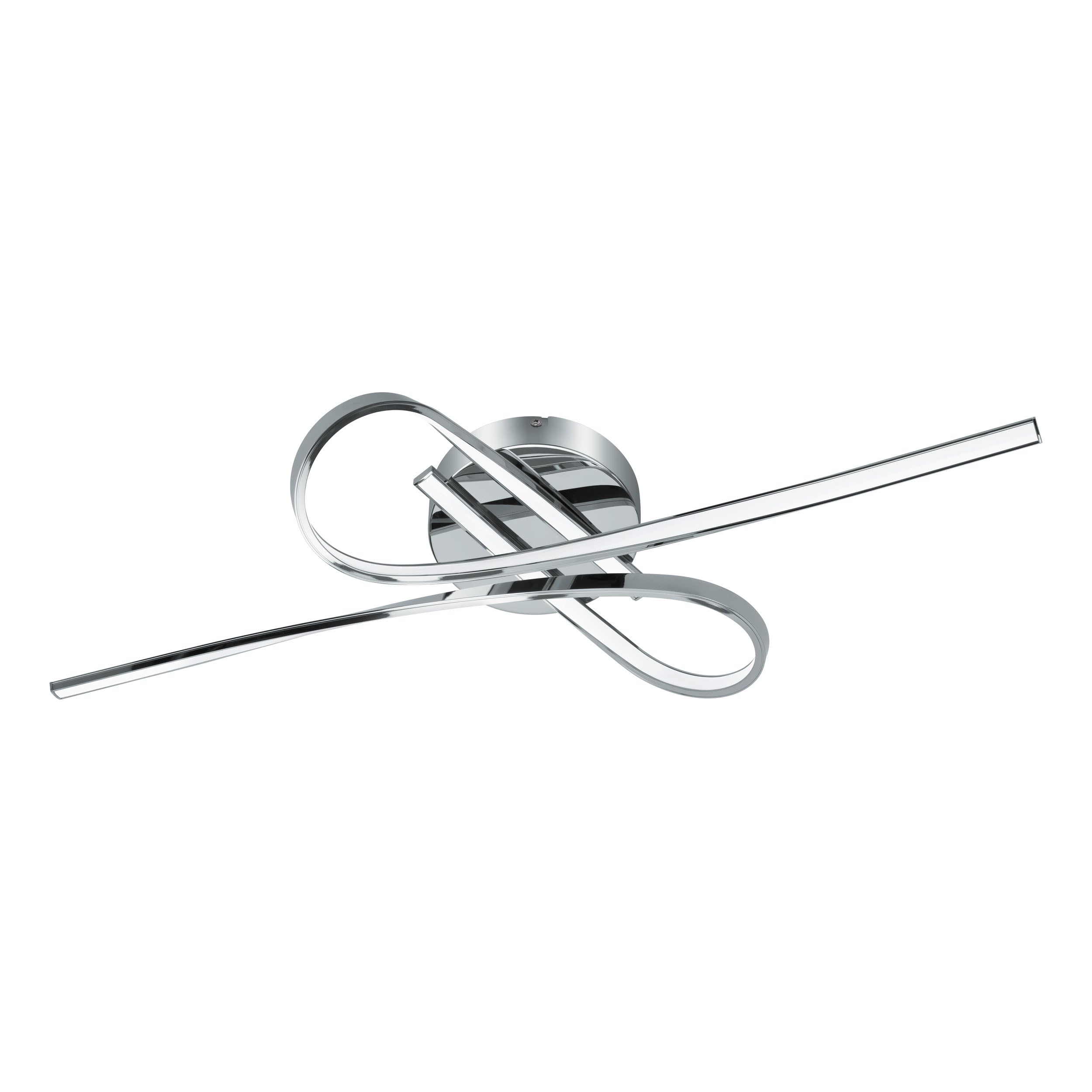 Eglo LED Ceiling Light Selvina, 2-Flame Ceiling Lamp, Living Room Light, Kitchen Lamp Made of Aluminium and Plastic, Hallway Ceiling Light in Chrome, White, L 70 cm
