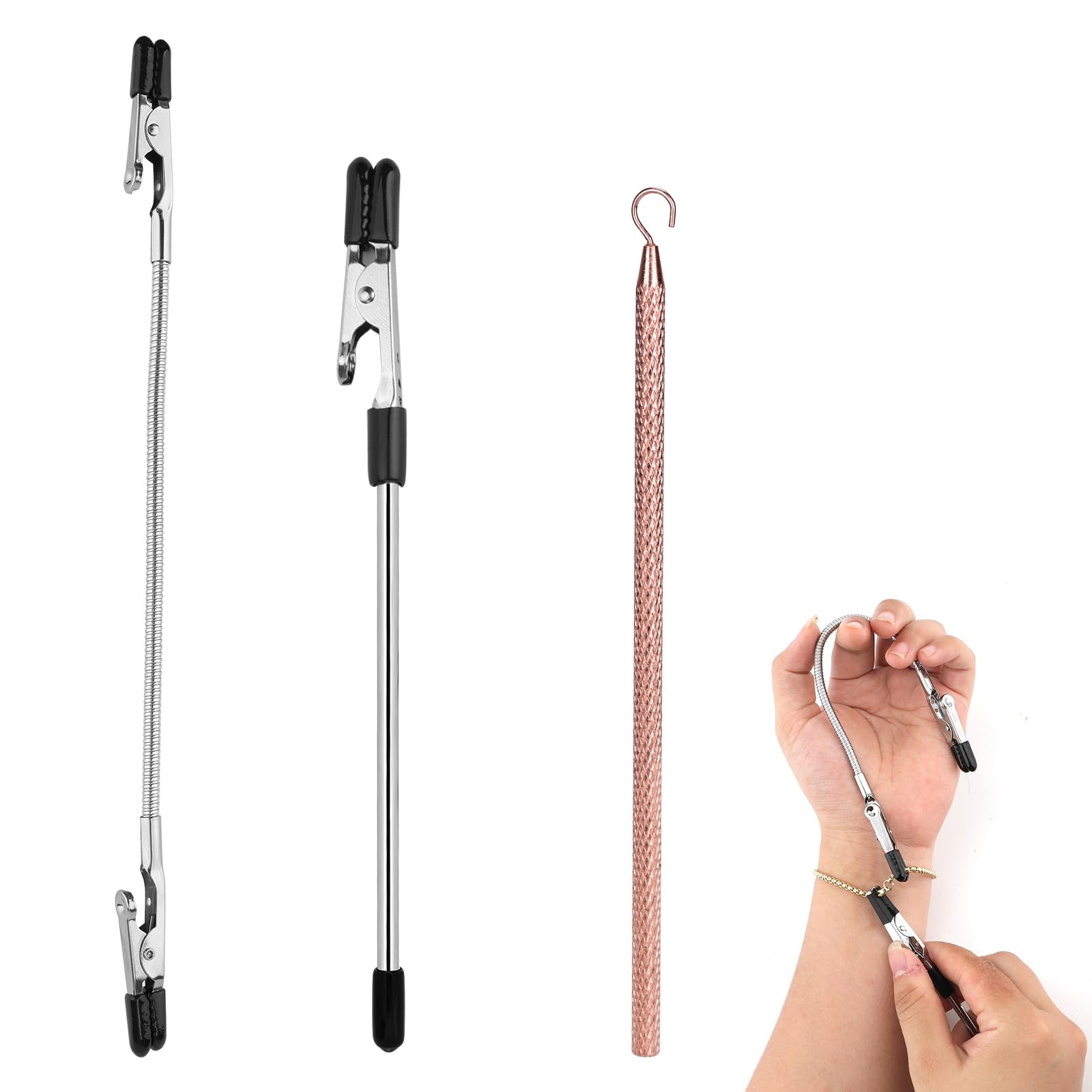 Photo 1 of 3pcs Bracelet Helper Tools, Wearing Assistance Hook and Clips Quick Wear and Disassembly Fastener Helper Buddy to Put On Yourself for Jewelry Necklaces Watch Clasps Zippers Crafts for Elderly