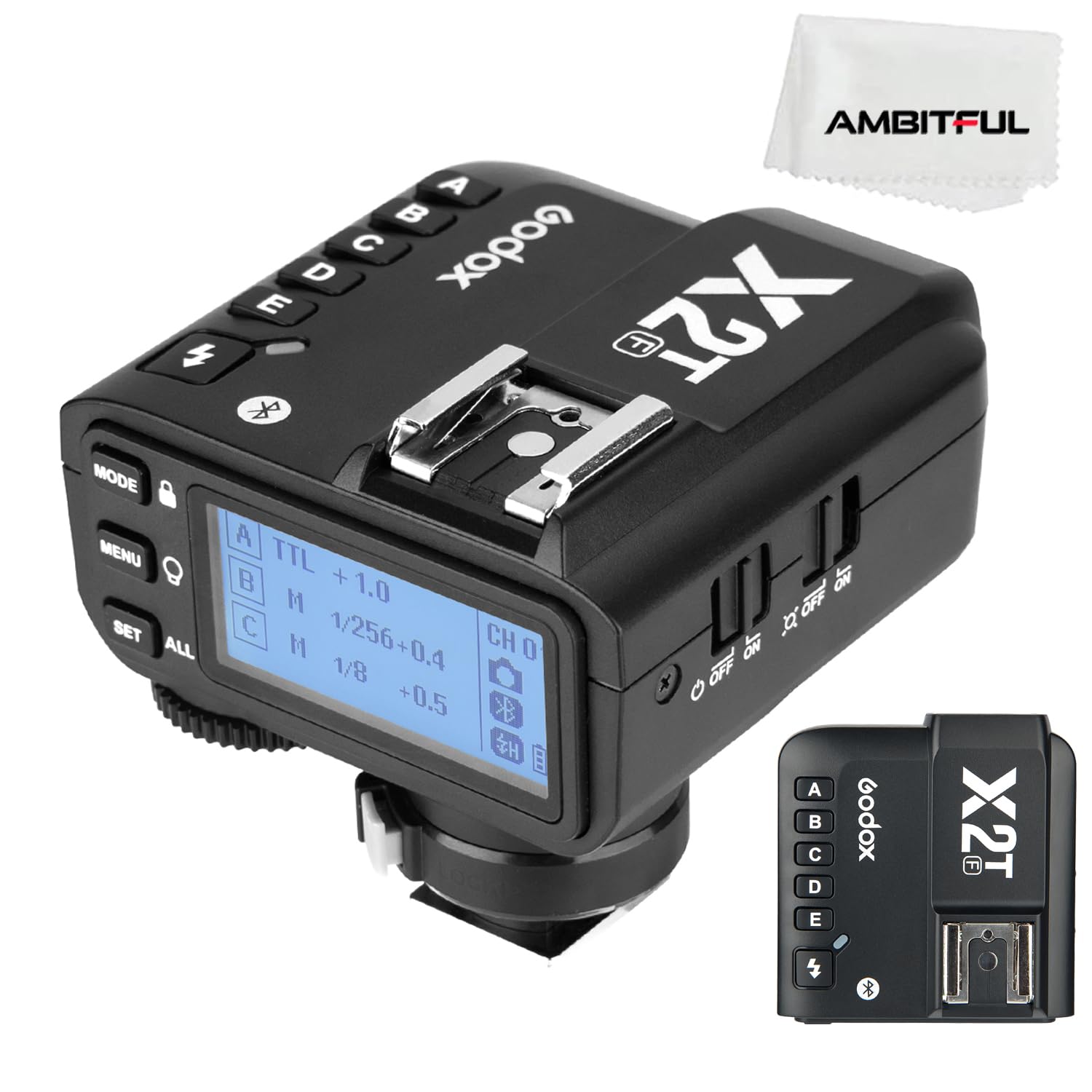 Godox X2T-F TTL 2.4G Wireless Flash Trigger for Fuji, Bluetooth Connection, 1/8000s HSS, TCM Function, 5 Separate Group Buttons, 3 Function Button for Quick Setting For Fuji Camera