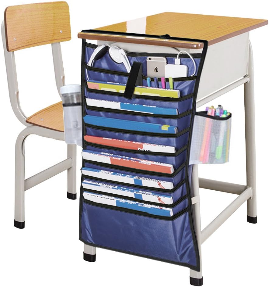 Hanging Desk Organizer with Pen Holder&Water Bottle Bag