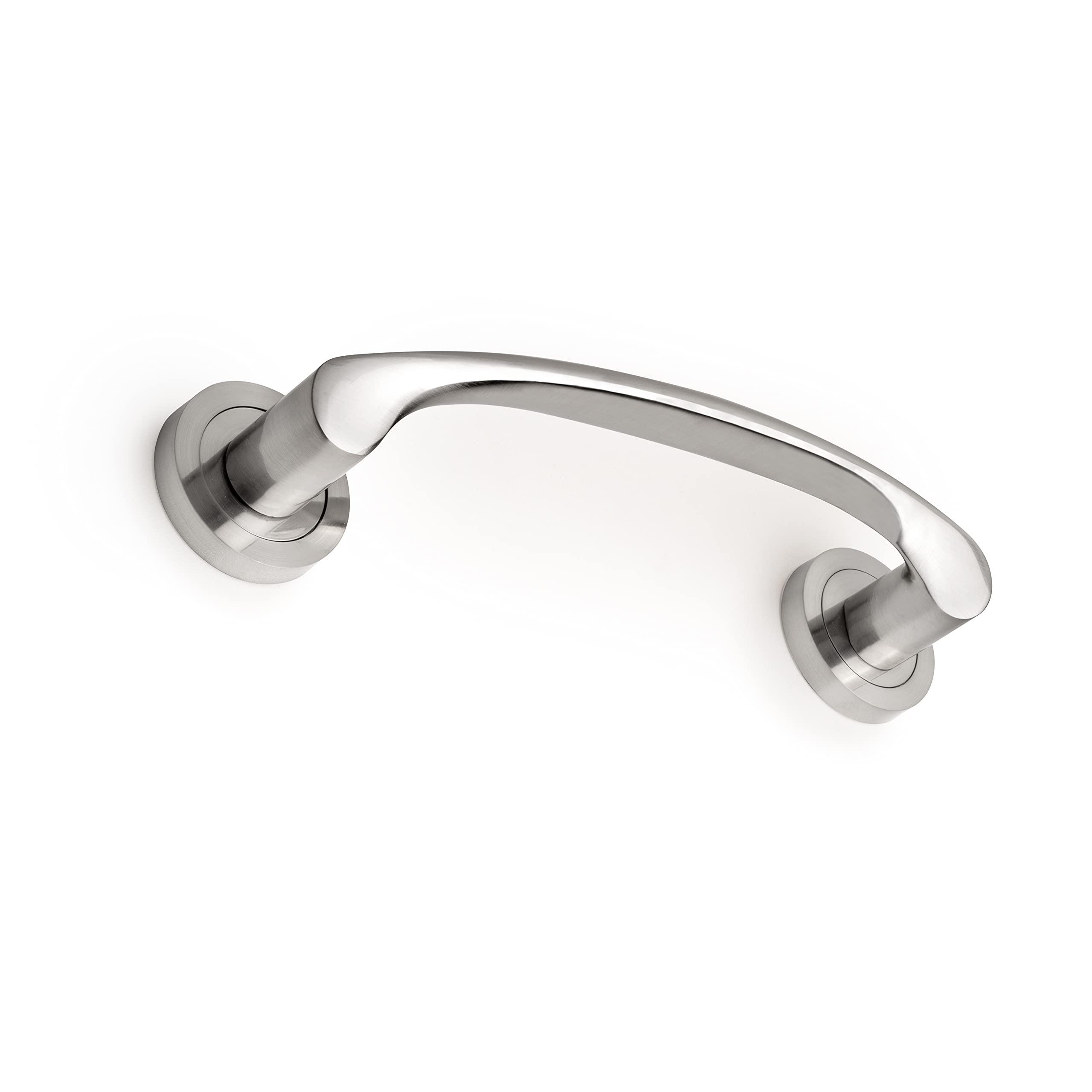 Emuca - Sliding Door Handle 50mm (1,96 inch) Diameter Rose, Pull Push Door Handle Curve Design, Aluminium, Satin Nickel, 4 Units.