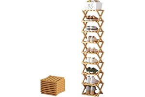 The 9-Tier No-Assembly Bamboo Rack, Foldable Accordion Corner Shoe Shelf, Holds 10+ Pairs, Rock-Solid Stability, Vertical Sli