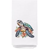 SPBL&L Sea Turtle Gifts for Women,Turtle Beach Hand Towels for Bathroom, Coastal Kitchen Dish Towels, Nautical Beach Bathroom Decor, 16x24 Inches