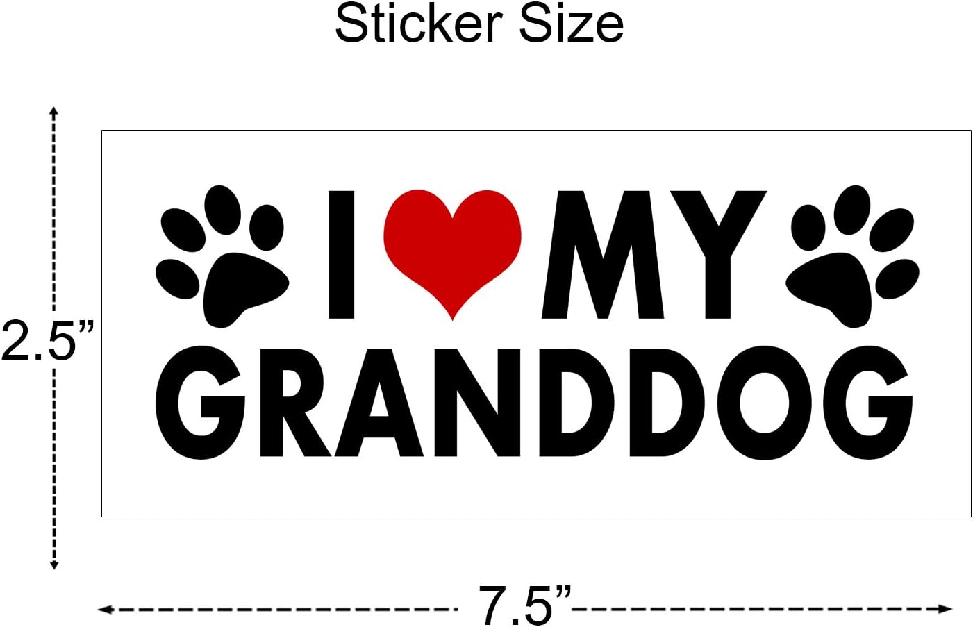 Amazon Com Witnystore Granddog I Love My Heart Grand Dog Stickers