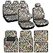 BDK Camo Gray Forest Car Seat Cover & Floor Mat Set - Front Rear Headrests, 4 Floor Mats - Universal Fit