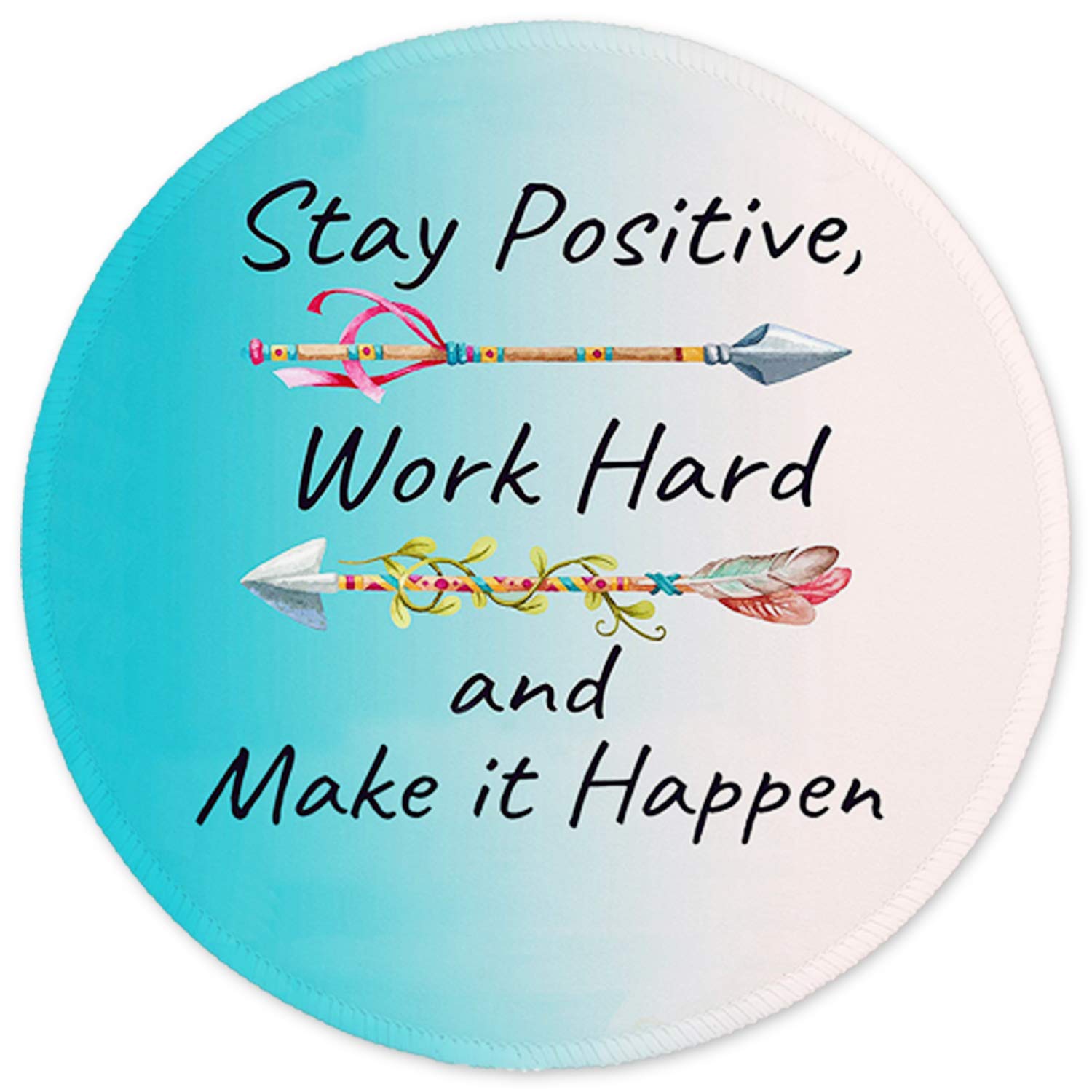 ITNRSIIET Mouse Pad with Stitched Edge, Mouse Mat Premium-Textured, Waterproof, Non-Slip Rubber Base Round Mousepad for Laptop Computer PC Office, Cute Design Desk Accessories, Inspirational quotes