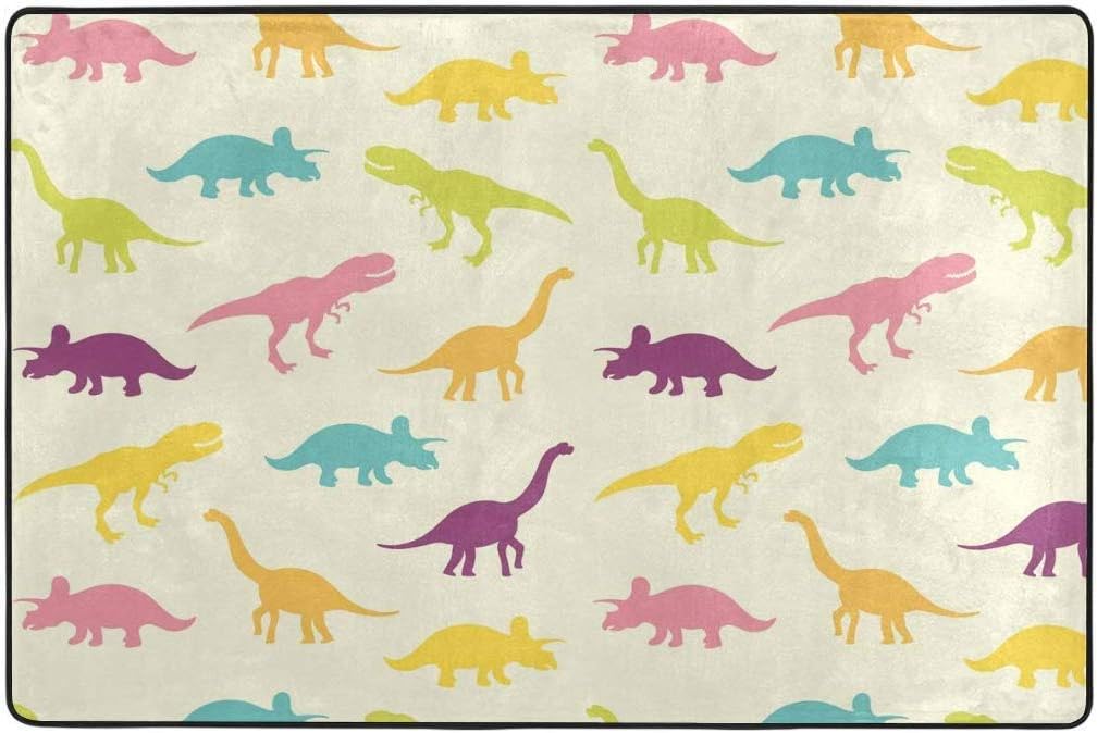 lkjhg478 Dinosaur Area Rugs Colorful Large NonSlip Floor Mat Kids